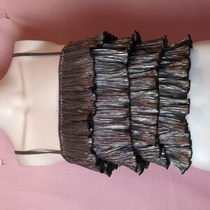Fanco Sparkly Silver Cropped Ruffle Disco Top size Small